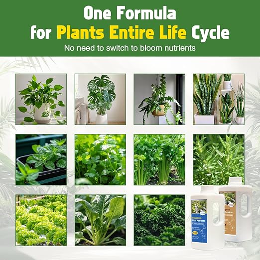 YINMIK Nutrients Base A&B Liquid Hydroponic Fertilizer,Plant Food for Hydroponics Growing System and Potted Houseplants, Hydroponic Solution for Herbs,Vegetables,Full Cycle Plants Food(2000ml Total)