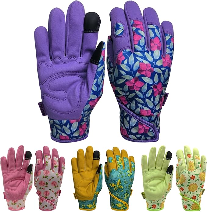 Gardening Gloves,Women Yard Work Garden Glove,Gifts | Thorn Proof,Puncture Resistant,Touchscreen,Gift,Leather,Spandex