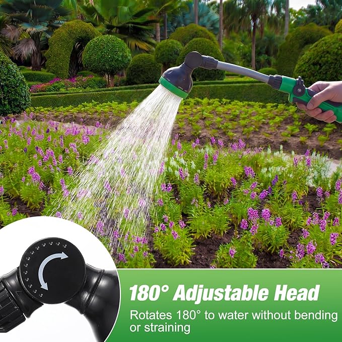 Meanplan 2 Pack Metal Watering Wand for Garden Hose, 20 Inch Hose Sprayer with 180 Degree Swivel Head, 8 Spray Patterns, Thumb Control, Heavy Duty Nozzle for Hanging Baskets, Planters
