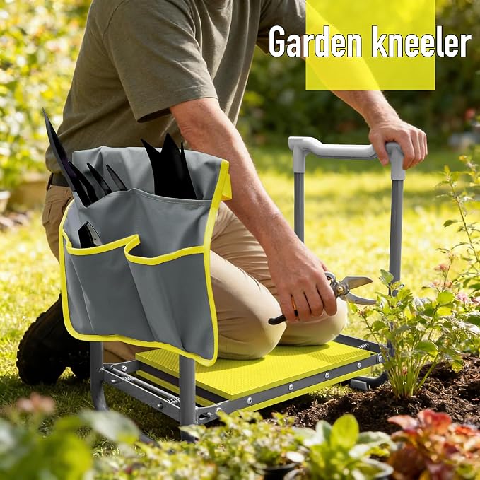 Folding Garden Stool and Kneeler, Heavy Duty Garden Kneeler and Seat, Kneeling Device for Gardening, Gardeners and Seniors (Grey)