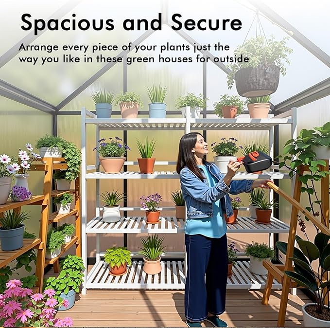 WUKHG 6×4FT Small Greenhouse with Thermometers, Enhanced Aluminum Small Greenhouse for Outdoors and Garden Planting, Green Houses for Outside Withstands Bad Weather to Protect Vegetable or Plants