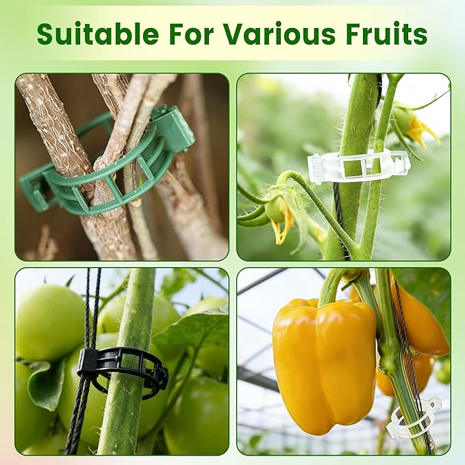 Plant Support Clips, 2026 New Garden Secured Plastic Plant Clips for Climbing Plants, Plastic Trellis Clips Tomato Grape Vine Vegetables Plant Fixing (150, Black)