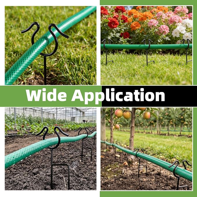 U0U 5 Pack Garden Hose Guide Spike,14Inch Metal Hose Guides for Garden,Heavy Duty Hose Guide Stakes for Keeps Garden Hose Out of Flower Beds and Plant Protection (5, Black)