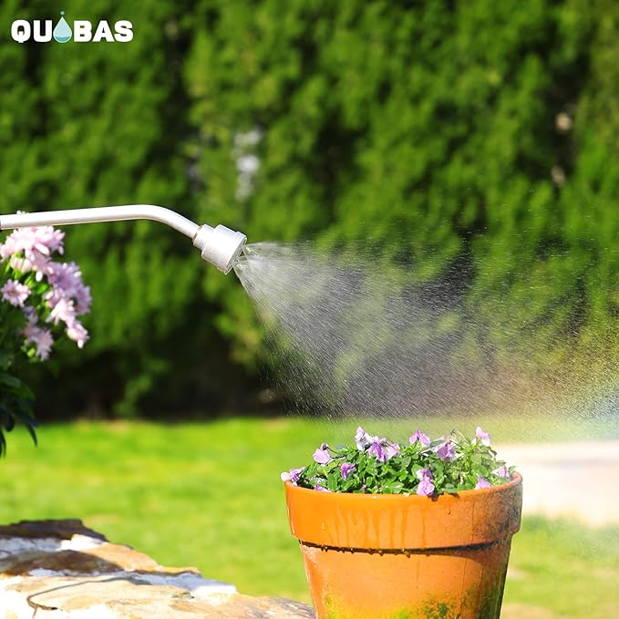 QUOBAS 24" Watering Wand with Interchangeable Spray Head, Garden Hose Sprayer Nozzle with Shower & Mist Modes, Thumb Control Long Reach Hose Nozzle for Plants & Lawn