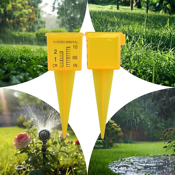 SYOWADA 15 PCS 1.5-Inch Rain Gauges, Transparent Yellow Water Measurement Tools, Suitable for Outdoor Moisture Monitoring in Gardens and Lawns
