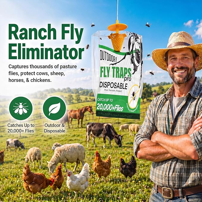 9 Pack Fly Traps Outdoor Hanging, Portable Disposable Fly Catcher, Add Water Outdoor Flying Insect Trap Fly Traps for Patio, Backyard, Ranch & Garbage Areas