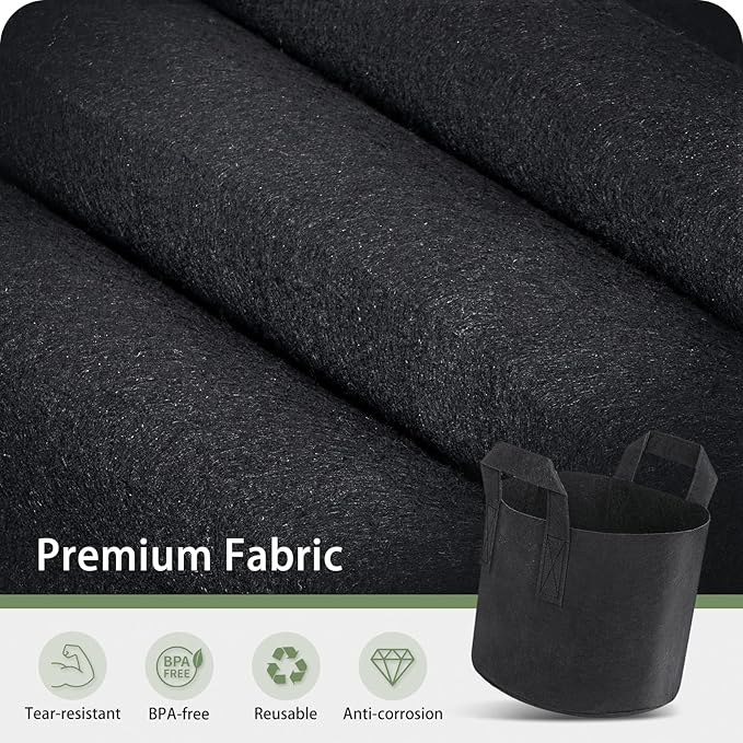 GreatBuddy Grow Bags 7 Gallon 6-Pack, Heavy Duty Fabric Grow Bags with Handles for Vegetables, Herbs, and Tomatoes, Fabric Pots & Planting Bags for Outdoor Home Gardening
