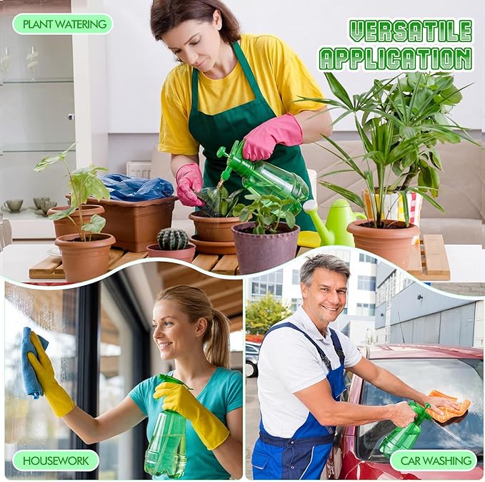 Teenyyou 2 Pcs 1.5 Liter Misters Spray Pump Bottle with Full Neoprene Jacket and Built in Carrying Strap Garden Plant Mister Spray Bottle for Spring Personal Cooling Plants Watering (Green)