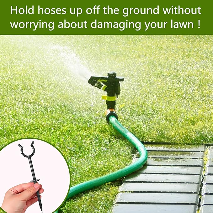 Taiyin 20 Pcs 3/4'' Garden Hose Holder Brackets Garden Guide Holder Decorative Outdoor Guide Stakes Support Spike Plant Tool to Keep Off Lawn for Yard (Black)