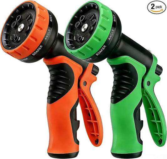 Garden Hose Nozzle with 10 Spray Patterns – High Pressure Water Sprayer for Car Washing, Pet Bathing & Lawn Care with Lock Feature & Comfort Grip – Fits All 3/4" Standard Hoses Thread