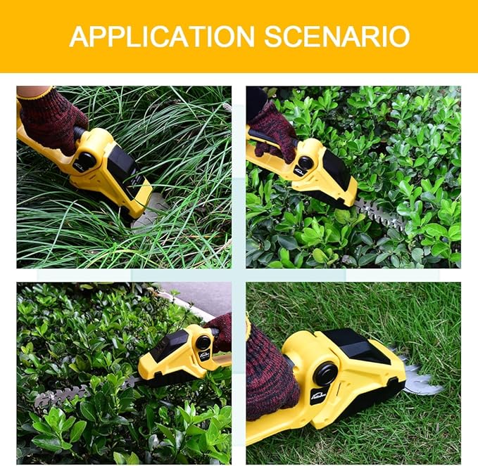 Cordless Hedge Trimmer Compatible with Dewalt 20V Battery (No Battery) 2 in 1 Bush Trimmer & Grass Shears 90° Adjustable Head Electric Grass Trimmer for Yard, Garden and Lawn
