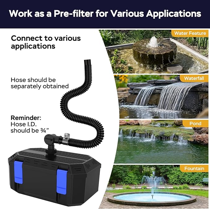 Pond Filter Pump with 4-Stage Filtration System | 25W 400GPH Submersible Pond Pump | Pond Filter Box for 200-350 Gal Outdoor Koi Fish Pond, Garden, Fountain, Waterfall & Water Feature