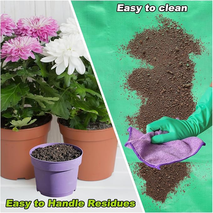 HARFINGTON Repotting Mat 19.7" x 19.7" Oxford Cloth Waterproof Plant Repotting Mat Foldable Portable Gardening Potting Tray with Plastic Buckle for Indoor Plant Change Soil, Black