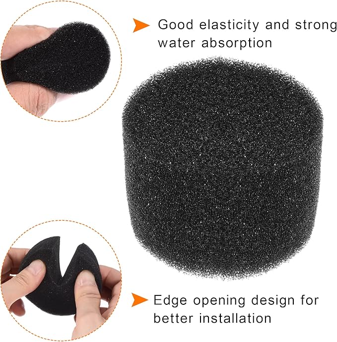 MECCANIXITY 50pcs Hydroponic Sponges, 1.77" Growing Media Cylindrical Sponges for Home Vegetable Flower Planting, Black