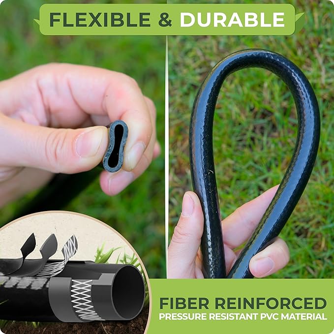 Carpathen 50 FT 1/2 Irrigation Tubing Mainline - Drip Irrigation Tubing Perfect for Push-To-Connect Garden Irrigation System, or as Blank Distribution Hose with 4 Connectors Included