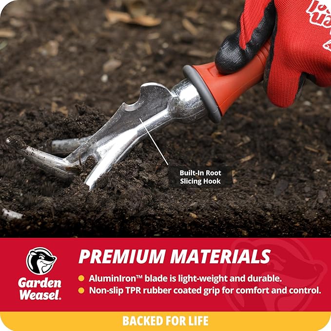 Garden Weasel Double-Sided Garden Cultivator/Tiller | Cultivate, Till, Break Up Soil | Planting and Gardening Hand Digging Tool, Heavy Duty Cultivator, Hand Tool Weeder | 91367 | Gift for Mom