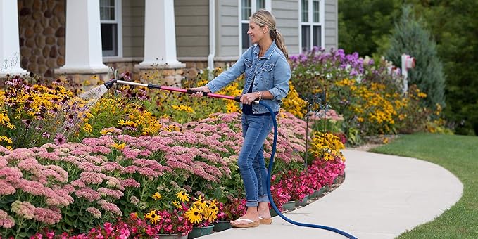 Dramm Telescoping RainSelect Rain Wand – 9 Pattern Adjustable Spray Head, One Touch Thumb Valve, Extends 34–55 Inch Aluminum Watering Wand for Garden Hose – Green