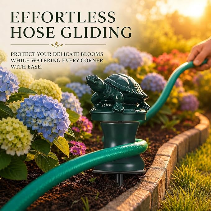 Tandefio 3 Pcs Garden Hose Guide Stake 12 Inch Heavy Duty Metal Water Hose Guard Roller Guide Decorative Garden Stake Spike for Flower Bed Plant Protection Outside Yard Lawn