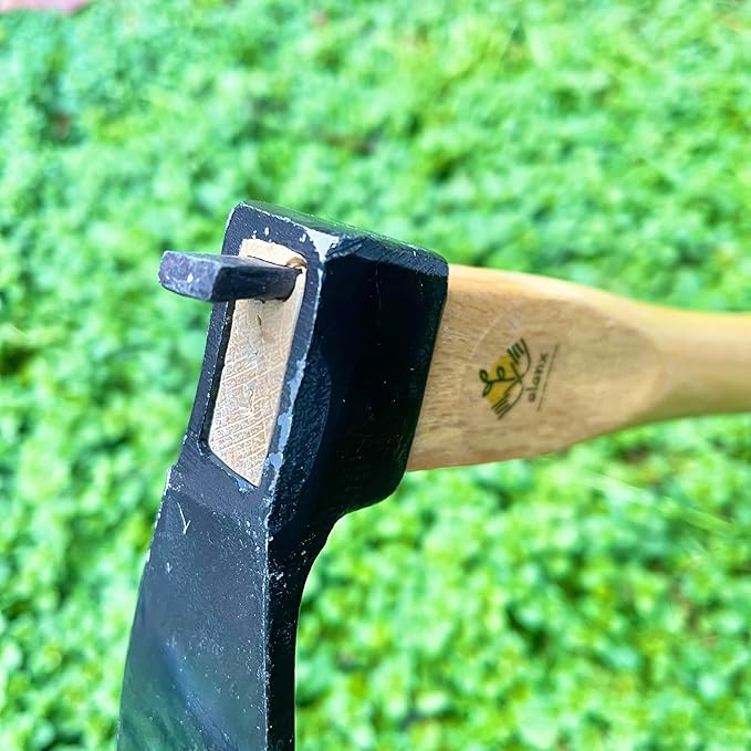 alanx 14 Inch Heavy Duty Wide Hoe, Japanese Carbon Steel with Oak Wooden Handle, Without Welding, Garden Tool for Digging, Weeding, and Planting