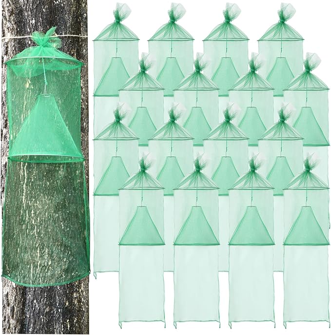 Qualirey 2 Pack Spotted Lanternfly Traps Lantern Fly Killer Mesh Tree Trap with Jute Rope and Nails Effective Way to Catch Lantern Flies and Nymphs (Green)