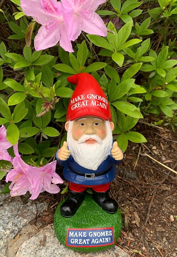 Gnometastic Make Gnomes Great Again Garden Gnome Statue, 9.5in - Indoor Outdoor Funny Garden Gnomes Decoration for Yard, Lawn Ornament, Patio and Home Decor