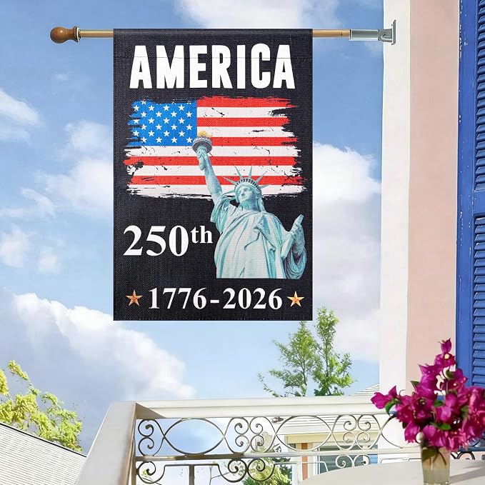 USA 250th Anniversary Flag - 12x18 Inch Double Sided 4th of July Garden Flag, Independence Day Porch Banner, 1776-2026 Independence Day Flag Outdoor Yard Decor