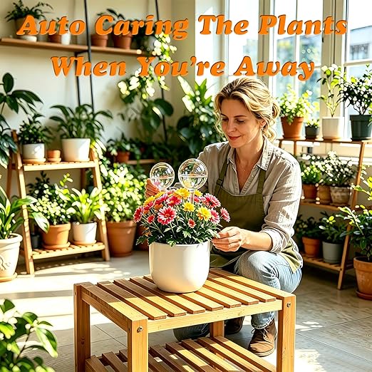 Plant Self Watering Device, Large Glass Plant Watering Globe, Self Watering Planter Insert for Indoor Outdoor Pot Plant, Home Garden Patio Hanging Plant Waterer, Auto Irrigation Dripper for Houseplant