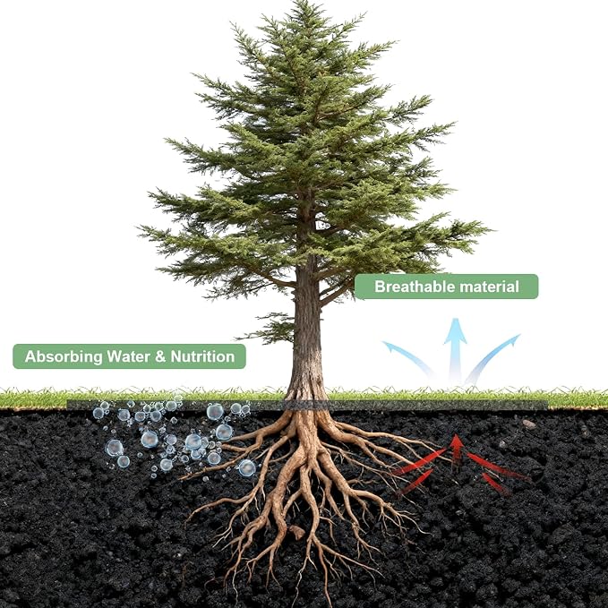 6 Pack 32.3 Inch Non-Woven Tree Mulch Ring,Plant Barrier Mat, Degradable Tree Protector for Invasive Growth Control, Root Protection and Landscape Gardening (Black)