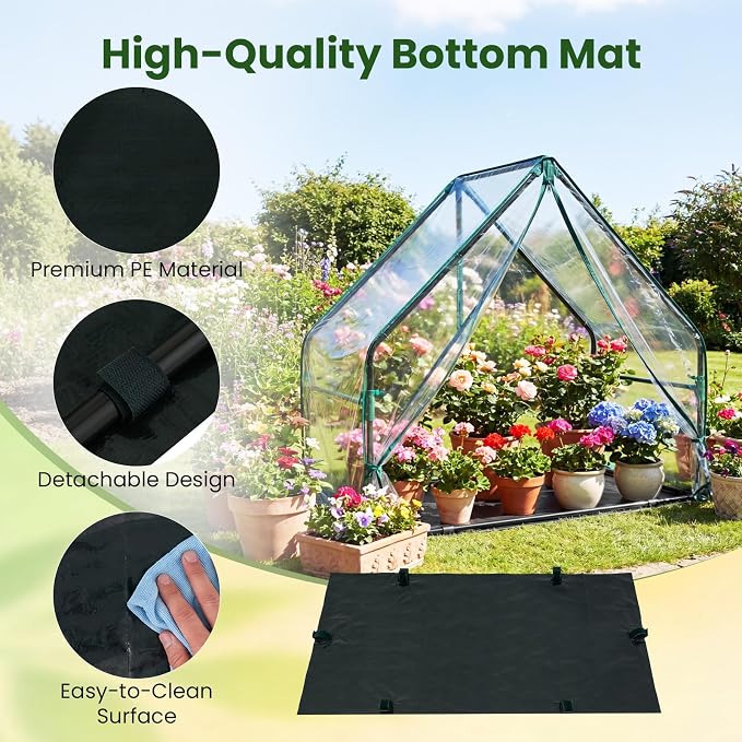 Giantex Mini Greenhouse, Outdoor Portable Green House with Sturdy Metal Frame, Ground Stakes & Wind Ropes, Clear Tent Small Greenhouse for Indoor Outdoor Plants (36"x20"x34")
