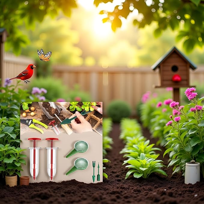 Upgraded Mini Seed Spreader, 2025 Newest Planter Tool, Small Sowing Seed Dispenser, Manual Seedlings Dibber and Widger Set, Handheld Garden Seed Sower Planter Lawn and Garden Spreaders for Tiny Seeds