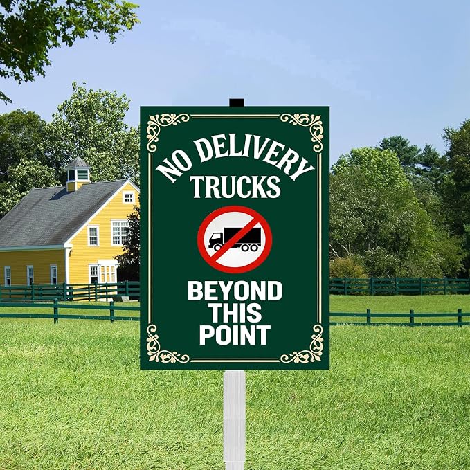 No Delivery Trucks in Driveway Yard Sign With Stakes No Truck Parking Private Property Drive Road Do Not Park Rustproof Reflective Aluminum Courtyard Signs 8x12 IN