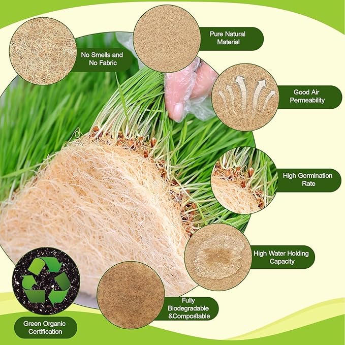 1Roll 10" X 236" Hydroponic Grow Pads, Jute Seed Sprouting Mat, Microgreens Growing Kit, Indoor Organic Production for Wheatgrass Sprouts Starter Tray (10" X 236")