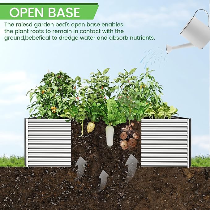 2pcs Tall Galvanized Raised Garden Bed Outdoor,Steel Garden Bed for Vegetables,Above Ground Garden Box for Flower,Metal Raised Beds for Gardening - 3x2ft