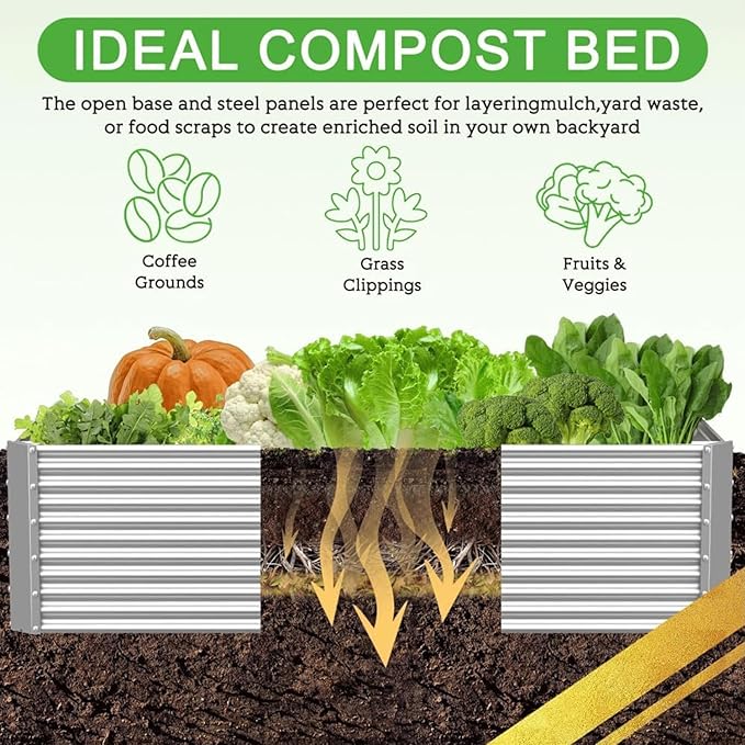 4 Pack Tall Corrugated Galvanized Steel Raised Garden Bed Outdoor, Metal Above Ground Garden Bed for Vegetables and Flowers, Rectangle Raised Beds for Gardening-4x2FT