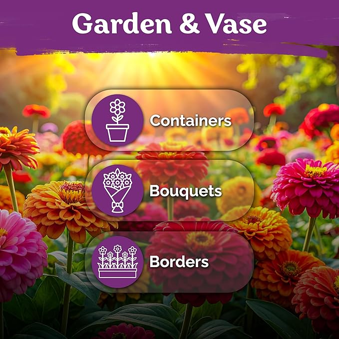 KVITER 550 Dahlia Zinnia Seeds for 2026 Mix (Zinnia Elegans) – Double Blooms, Non GMO & Heirloom – Flower Seeds for Planting Outdoors in Garden, Containers, Flower Beds. Ideal for Cut Flowers