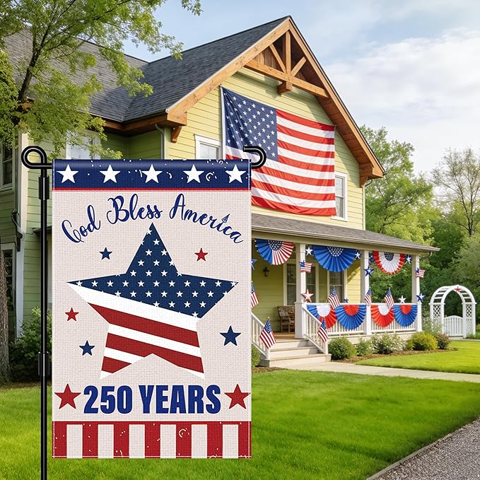 250 Anniversary USA Garden Flag, 250 Year American Anniversary Flag Patriotic Double-Sided Garden Flag