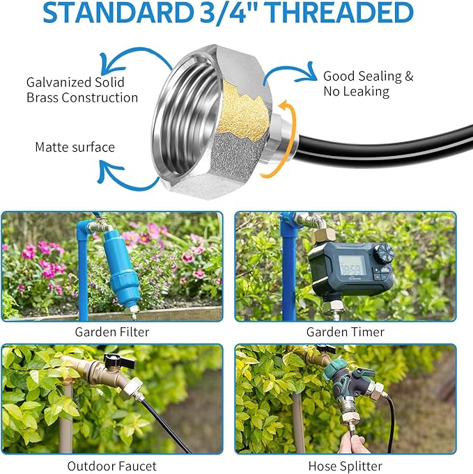 homenote Misting Cooling System 59FT (18M) Misting Line + 20 Brass Mist Nozzles + Brass Adapter(3/4") Outdoor Mister for Patio Backyard Garden Greenhouse Watering