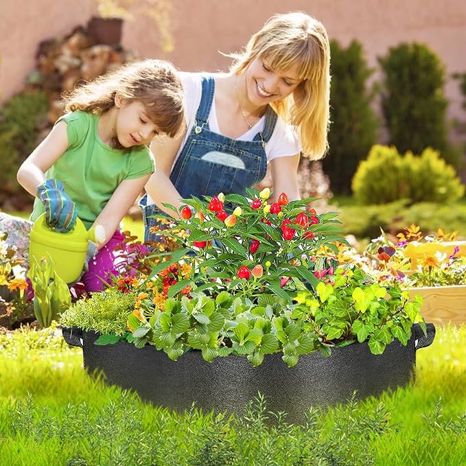 ZtohPyo 2-Pack 15 Gallon Grow Bags,Round Fabric Raised Garden Beds with 2 Handles,Durable Garden Planter Cloth Pots Container to Grow Vegetables for Outdoor Plants