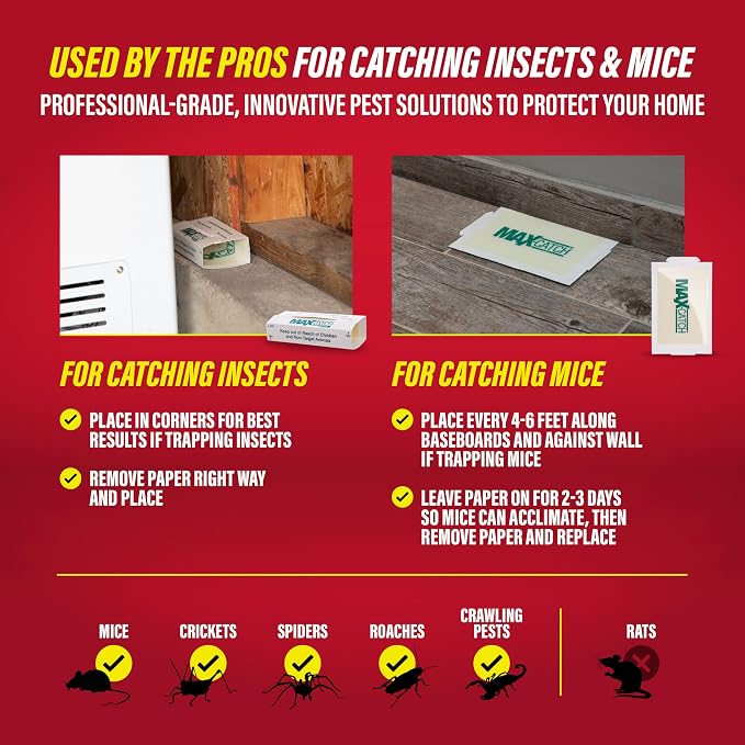 Catchmaster Max Catch Mouse & Insect Glue Traps, Case of 6 Packs of 72 Classic Glue Boards (432 Total), Bulk Mouse Traps Indoor for Home, Pest Control for Industrial & Office Use
