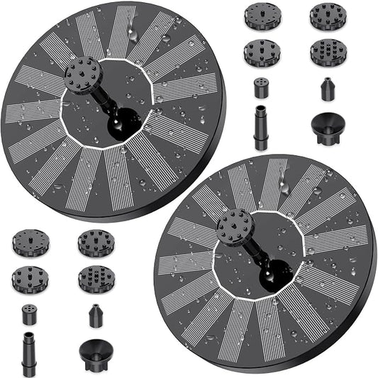 AISITIN 2 x 1.5 W DIY Solar Powered Garden Fountain with 6 Nozzles Effects for Ponds, Bird Bath, Aquarium, Garden Fountain