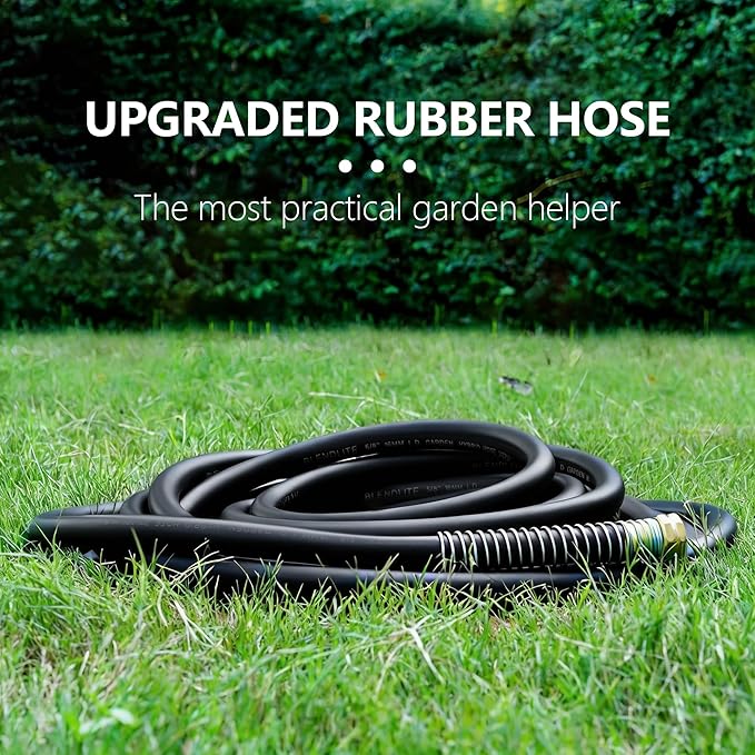 5/8" x 50ft Garden Hose, -40℉ To 190℉ Hot/Cold, Heavy Duty,Flexible, 300psi Working, 1000psi Burst, 3/4" Brass Fittings with Hose Protector Coil Spring for Outdoor,Yard, Farm