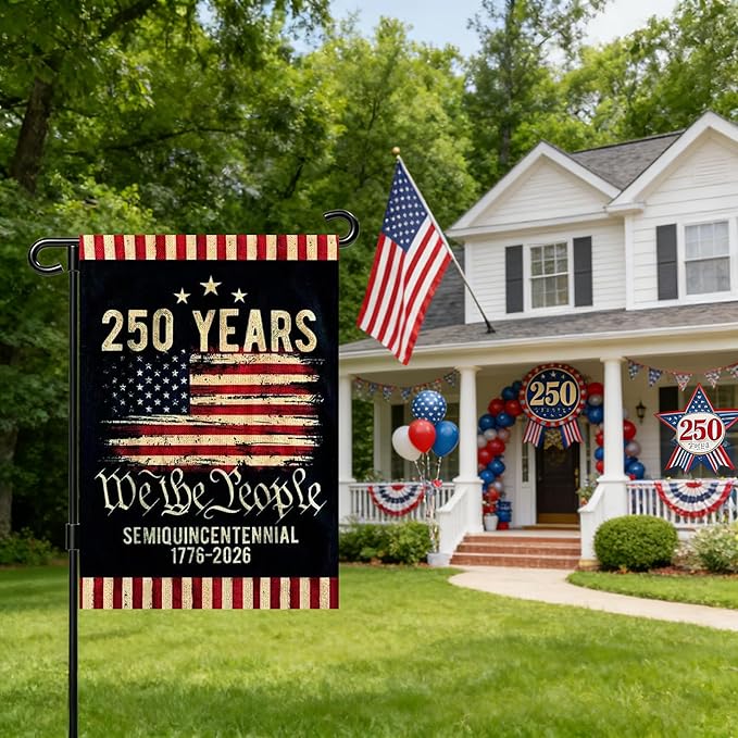 250 Anniversary Usa Garden Flags for Outside,250 Anniversary USA Flag with Stars Stripes 1776-2026,250th Anniversary America Semiquincentennial Commemorative Patriotic 4th of July Decorations Yard Sign Double-Sided Garden Flag Waterproof 250 Year Ameri...