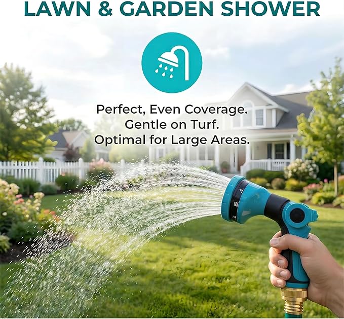 Garden Hose Nozzle Sprayer-This High Heavy-Duty Spray Nozzle Offer 10 Watering Patterns for Watering Plants,Lawns &Gardens,Washing Cars,Household Cleaning and Showering Pets (Blue-dark)