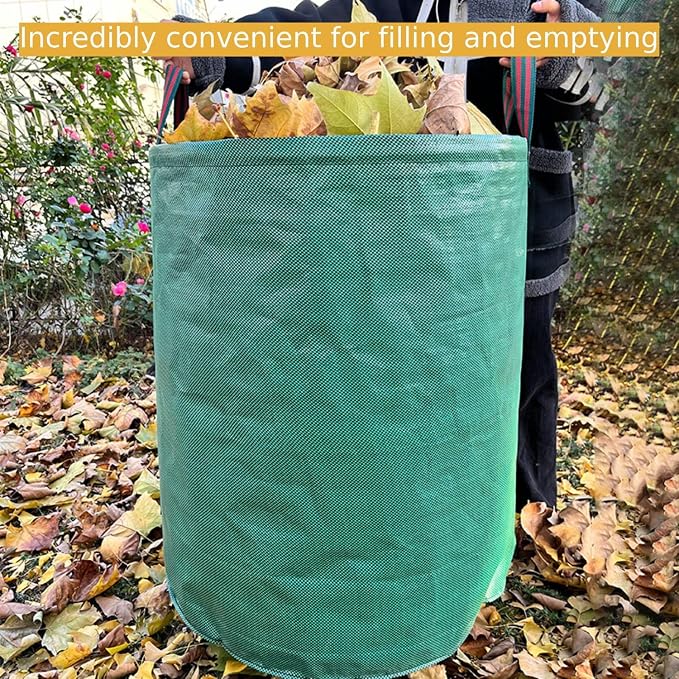 RISETEX Leaf Collector 3-Pack | 106Gal Eco-Friendly Reusable Leaf Bags | Heavy-Duty Self-Standing Yard Waste Container w/4 Handles for Lawn Maintenance & Outdoor Recycling
