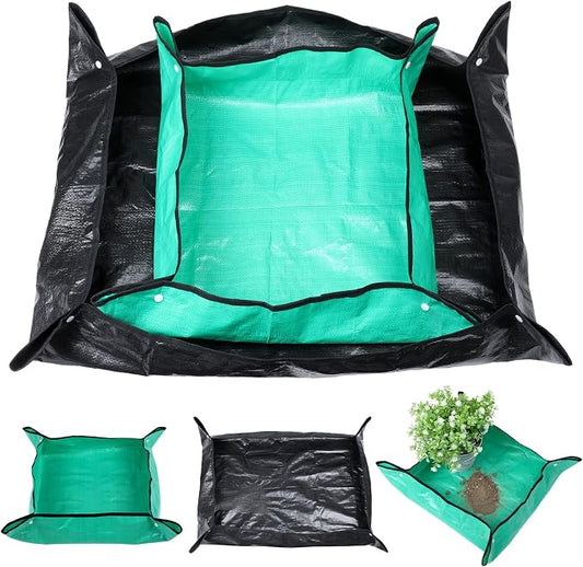 2 Pcs Repotting Mat, Waterproof Plant Repotting Mat Foldable Gardening Mats Large Transplanting Mats for Indoor Outdoor Garden Plant Care(39.3"x29.5",25.9"x25.9")