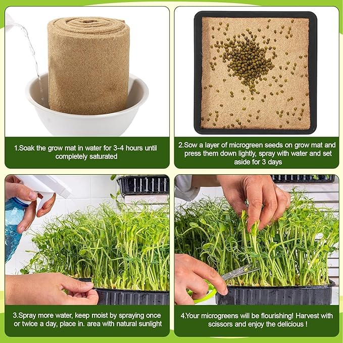 1Roll 10" X 157" Hydroponic Grow Pads, Jute Seed Sprouting Mat, Microgreens Growing Kit, Indoor Organic Production for Wheatgrass Sprouts Starter Tray (10" X 157")