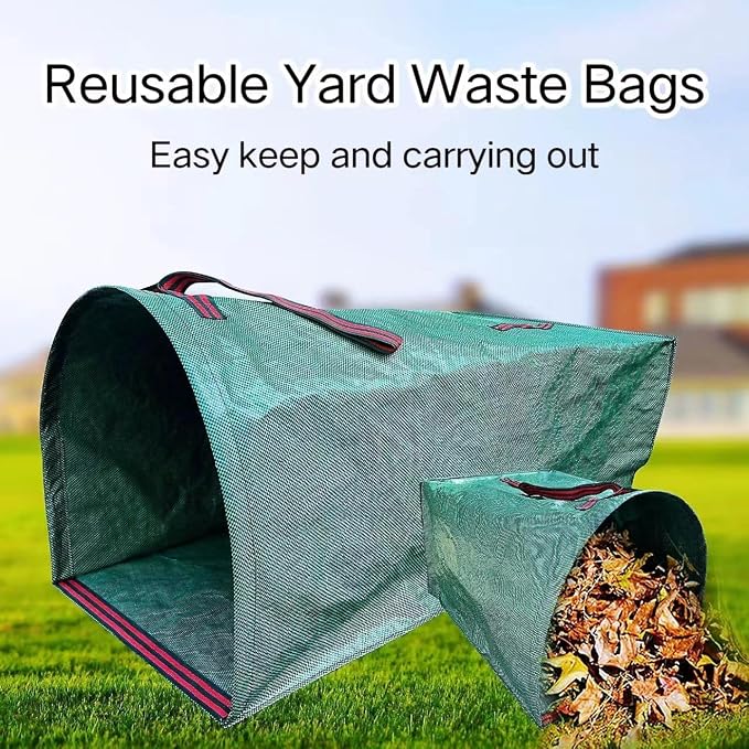 Leaf Collector – 3-Pack Heavy Duty Yard Waste Bags, 40-Gallon Collapsible & Reusable for Grass Clippings, Leaves & Garden Debris