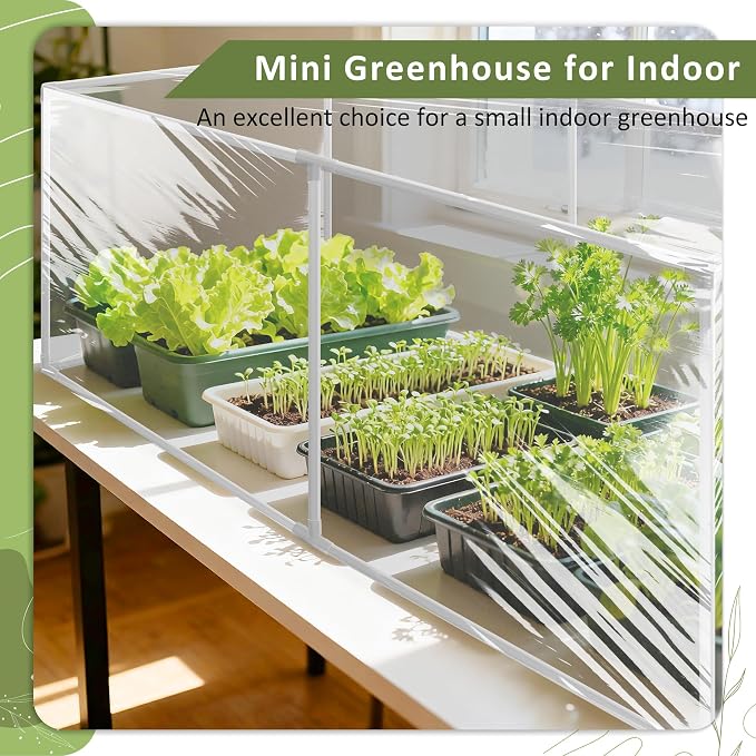 U0U Mini Greenhouse for Indoor Plants,Portable Small Greenhouse with Plastic Film,Indoor Greenhouses for Small Plant Seed Starter Tray, Sprouting