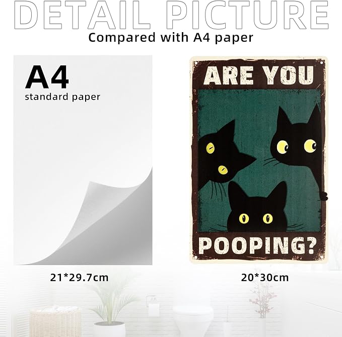 ARE YOU POOPING Sign Decorative Signs Funny Retro Black Cat Wall Metal Signs for Outdoor Yard Signs or Indoor Apartment Bathroom Decor Poster (Color04)