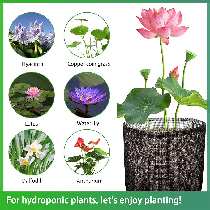 EBaokuup 4 Pcs Aquatic Pond Planting Bags-7" Reusable Mesh Water Garden Pond Plant Pot-Breathable Black Square Lily Plant Pots for Pond Bog Plant Garden Terrestrial Plant